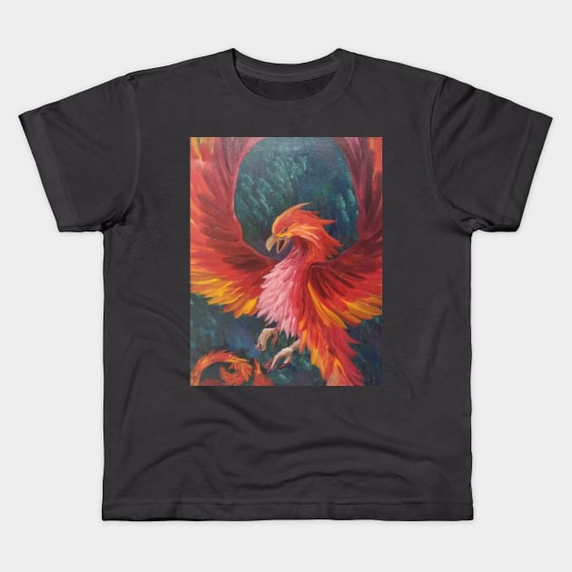 Phoenix Rising Kids T-Shirt by thedelkartist